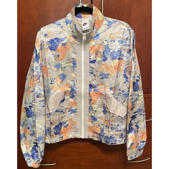 Nike Womens Woven Floral Track Zip Jacket Size L - CZ8184 072 Windbreaker NWT - Picture 1 of 16